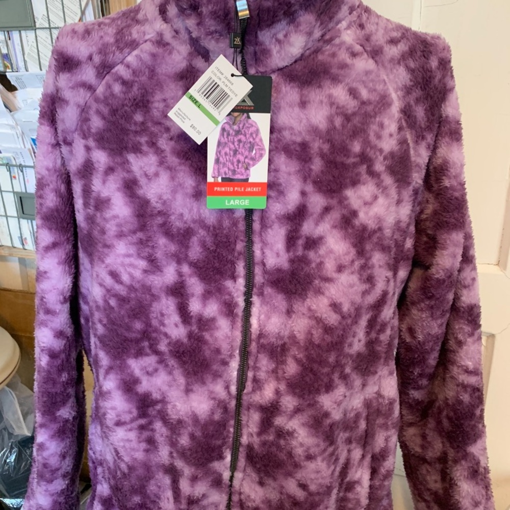 Purple Printed Fleece Jacket
